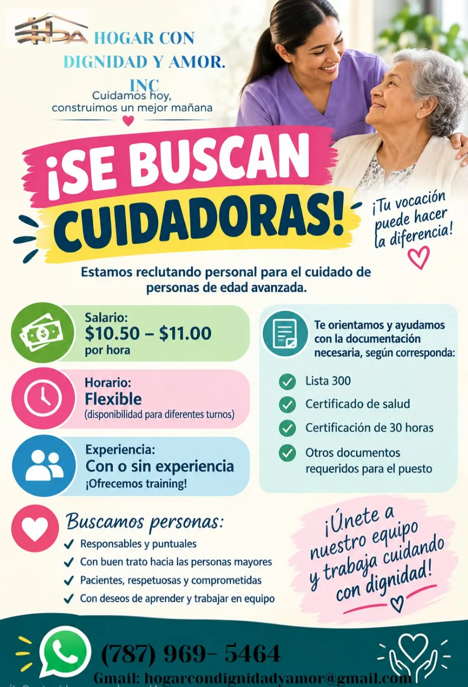 Flyer del anuncio, subido por el patrono
