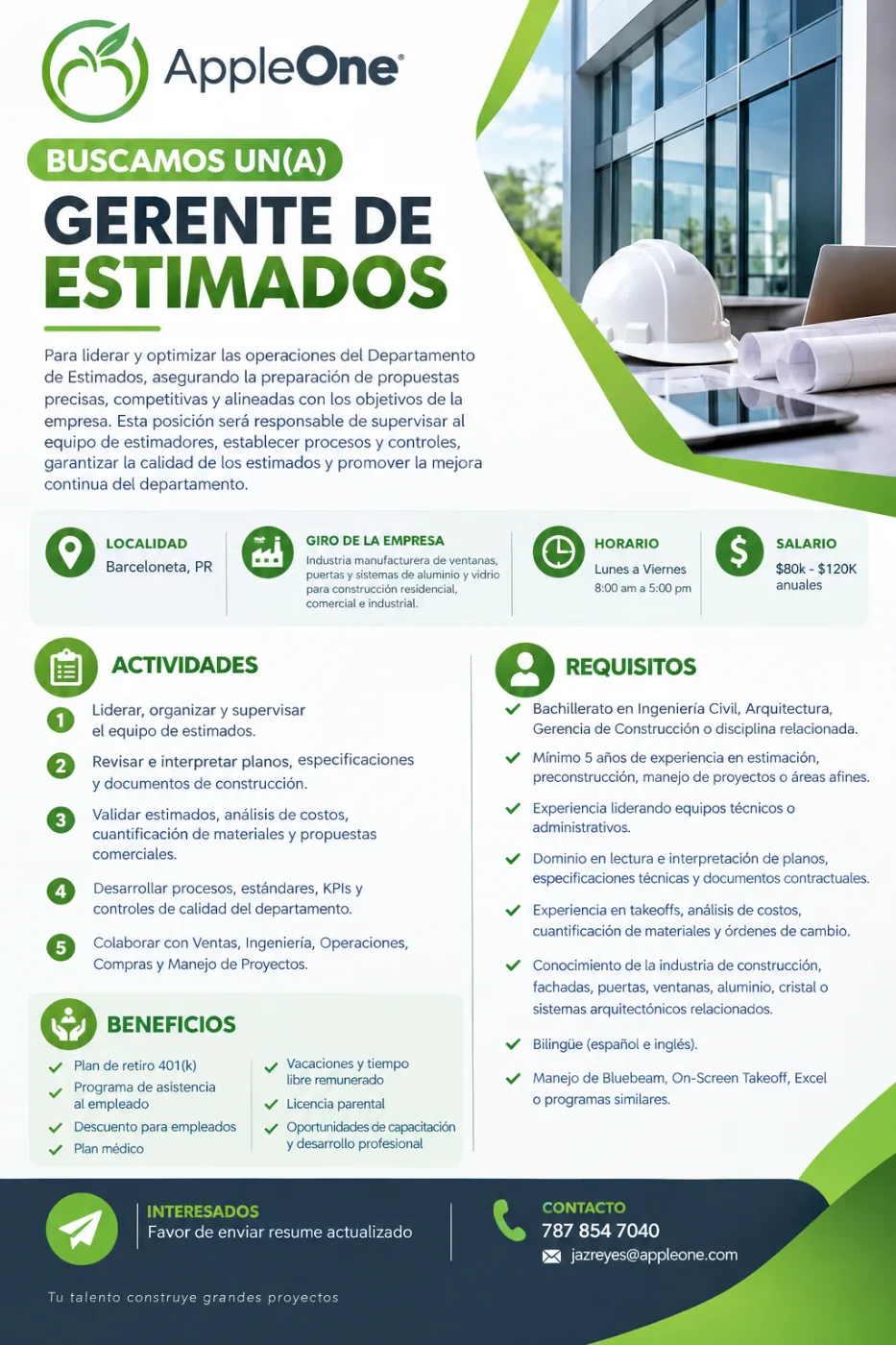 Flyer del anuncio, subido por el patrono
